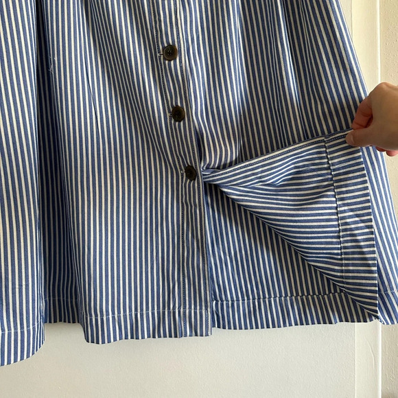 Talbots Stripe Button Front Pleated Skirt Blue White Size 14 NWT New! - Picture 6 of 11